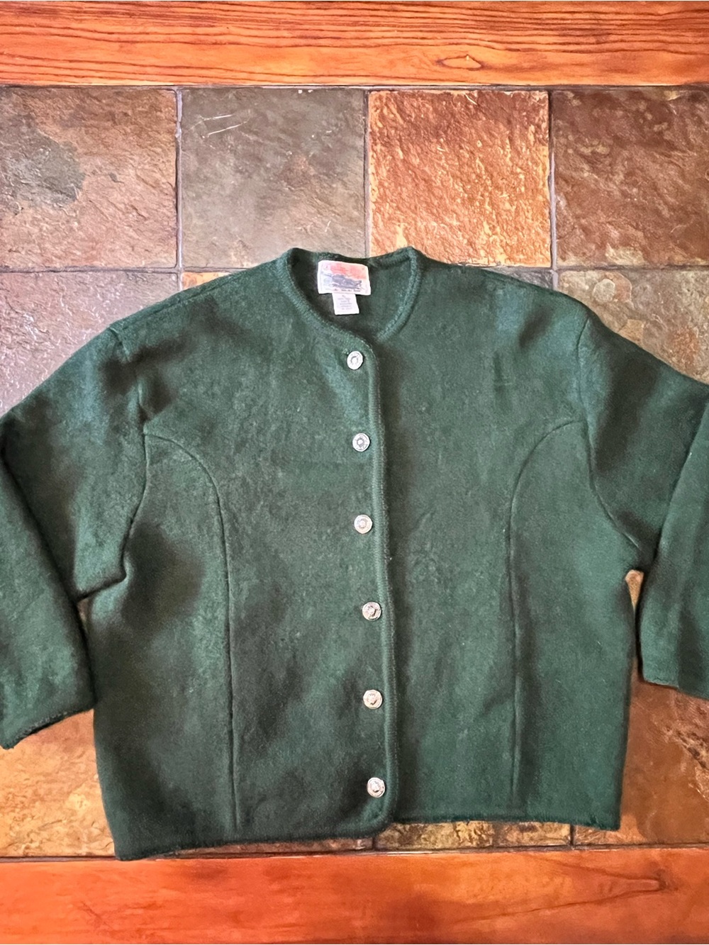 Vintage Tally-Ho Boiled Wool Jacket Cardigan Forrest Green XL